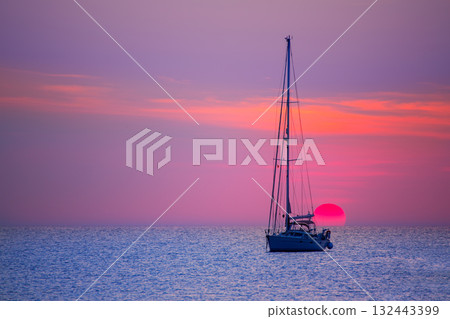 Ibiza sunset sun view from formentera Island 132443399