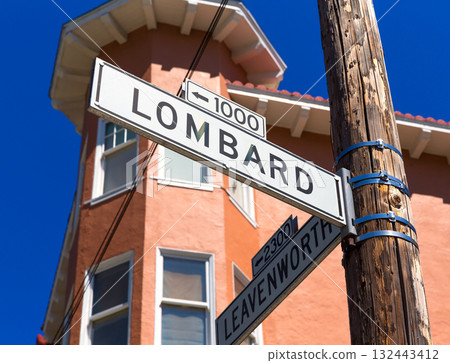 San francisco Lombard Street sign in California San francisco Lombard Street sign in California 132443412