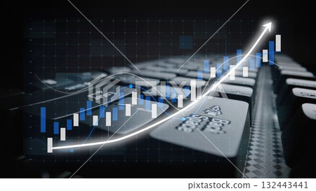 Modern Keyboard with Statistical Graph Illustration Representing Financial Growth and Business Success Concepts in the Digital Age Copula Modern Keyboard with Statistical Graph Illustration Representing Financial Growth and Business Success Concepts in the Digital Age Copula 132443441