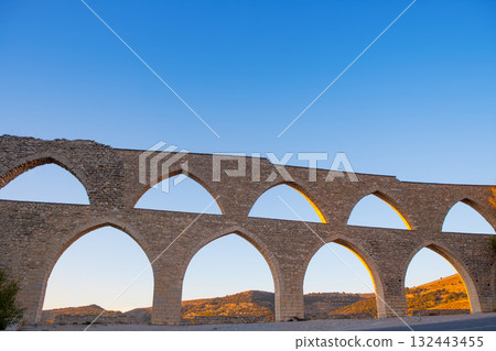 Morella aqueduct in Castellon Maestrazgo at Spain Morella aqueduct in Castellon Maestrazgo at Spain 132443455