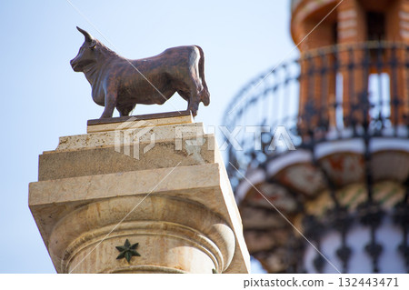 Aragon Teruel El Torico statue Plaza Carlos Castel Spain Aragon Teruel El Torico statue Plaza Carlos Castel Spain 132443471