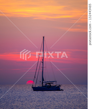 Ibiza sunset sun view from formentera Island Ibiza sunset sun view from formentera Island 132443485