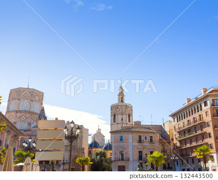 Valencia Plaza de la Virgen cathedral and Miguelete Spain Valencia Plaza de la Virgen cathedral and Miguelete Spain 132443500