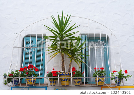 Mediterranean balconade typical from Spain in Peniscola Mediterranean balconade typical from Spain in Peniscola 132443501