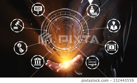 Online auction concept for digital bidding and sales Spire 132443559