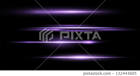 Purple lens flares set. Isolated on black background. Sun flash with rays or spotlight. Violet glow flare light effect. Vector illustration Purple lens flares set. Isolated on black background. Sun flash with rays or spotlight. Violet glow flare light effect. Vector illustration 132443605