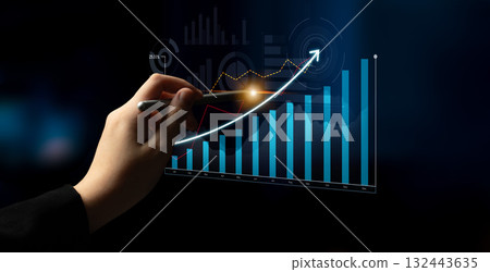 Dynamic Growth Visualization with Hand Holding Pen, Representing Business Analysis, Data Insights, and Statistical Trends in a Modern Setting Scalp Dynamic Growth Visualization with Hand Holding Pen, Representing Business Analysis, Data Insights, and Statistical Trends in a Modern Setting Scalp 132443635