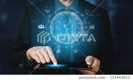 Global Digital Business Network and Data Connection Marrow 132443652