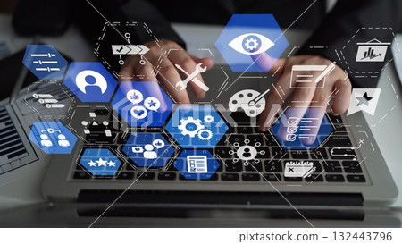 Personalization icons for customization user profile and experience Funnel 132443796