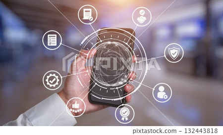 Quality approval and certification icons for business and industry Gist 132443818