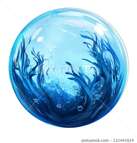 透明液滴中的海藻 AI 影像 132443824