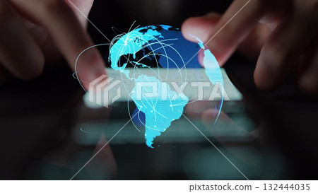 Global network connection visualization showing data exchange Thunk 132444035