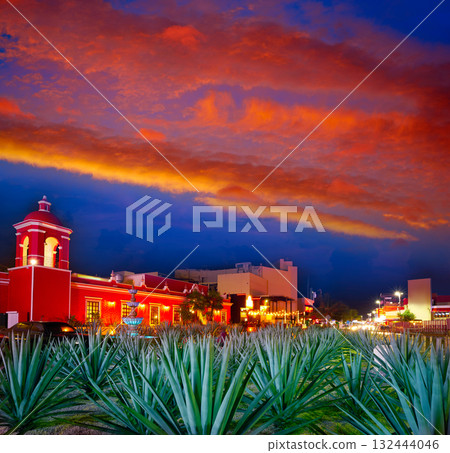 Cancun sunset at Blvd Kukulcan Mexico 132444046