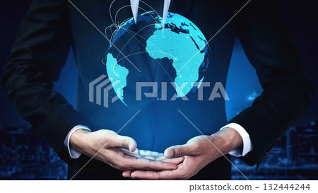 Global network connection visualization showing data exchange Thunk 132444244