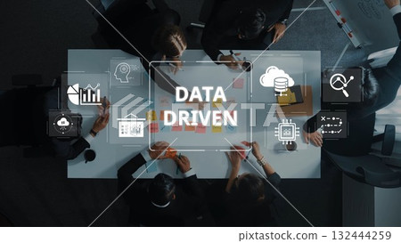 Collaborative Business Meeting Focusing on Data-Driven Strategies with Visual Elements of Analytics and Teamwork in a Modern Office Setting. Raster Collaborative Business Meeting Focusing on Data-Driven Strategies with Visual Elements of Analytics and Teamwork in a Modern Office Setting. Raster 132444259