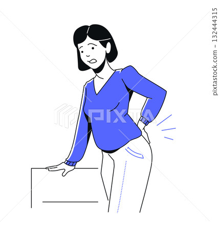 Woman with Backache - colorful flat design illustration 132444315