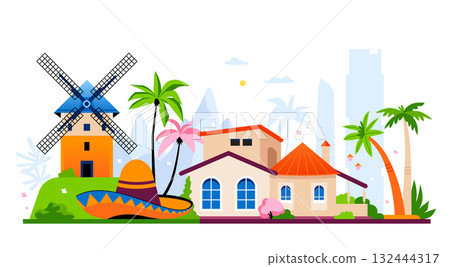 Travel to Spain - colorful flat design style illustration Travel to Spain - colorful flat design style illustration 132444317