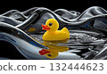 橡皮鴨洗澡 |波浪形黑色背景 132444623