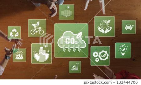 Green Technology and Environmental Awareness for Sustainable Future with Icons Illustrating Eco-friendly Practices and Carbon Reduction Concepts. Raster Green Technology and Environmental Awareness for Sustainable Future with Icons Illustrating Eco-friendly Practices and Carbon Reduction Concepts. Raster 132444700