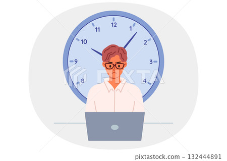 Approaching deadline for male freelancer working with laptop causes stress and desire to quit Approaching deadline for male freelancer working with laptop causes stress and desire to quit 132444891