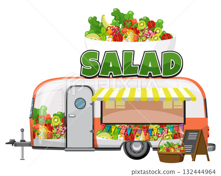 Salad Food Truck with Fresh Vegetable Display Salad Food Truck with Fresh Vegetable Display 132444964