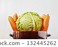 Bunch of carrots and savoy cabbage 132445262
