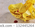 Blood drops on crumple letter 132445264