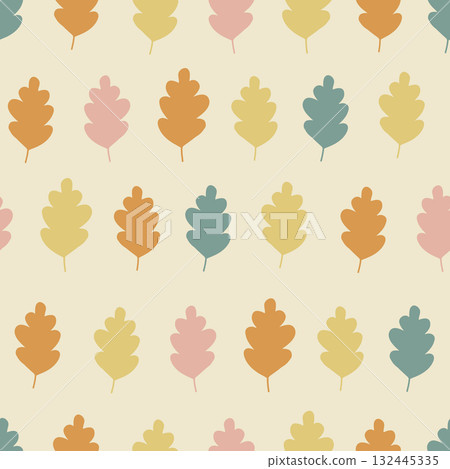 Autumn seamless pattern with yellow, green, orange oak leaves Autumn seamless pattern with yellow, green, orange oak leaves 132445335