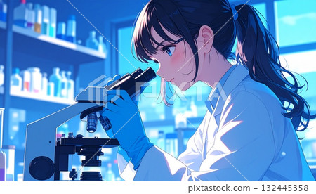 人工智慧生成的材料，描繪了一位從事研發工作、進行測試和實驗的女性 132445358