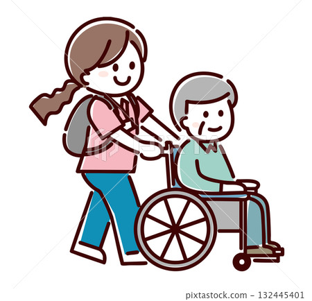 Simple drawing: A woman in a wheelchair 132445401