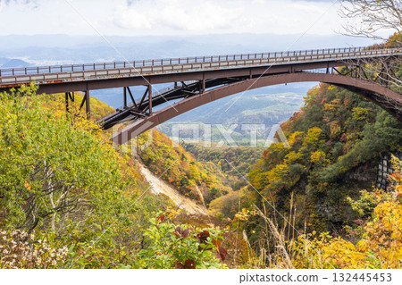Autumn in Bandai-Azuma Skyline, Fudosawa Bridge and autumn leaves, Fukushima City, Fukushima Prefecture 132445453