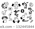[Onomatopoeia] A set of handwritten sound effects and icons for business situations (onomatopoeia) 132445844