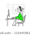遠距工作的女孩插圖 132445962