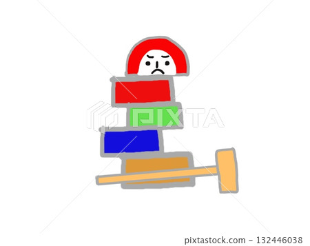 Illustration of a Daruma-otoshi toy Illustration of a Daruma-otoshi toy 132446038