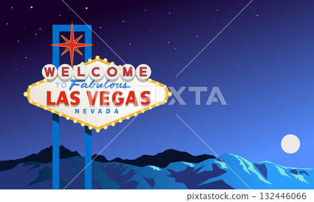 Welcome to Las Vegas sign. Nevada landscape at night, USA 132446066
