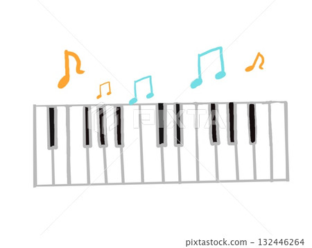 鍵盤和彩色音符的插圖 鍵盤和彩色音符的插圖 132446264