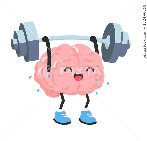 Creative Cartoon Brain Training Hard for Mental Fitness and Growth Creative Cartoon Brain Training Hard for Mental Fitness and Growth 132446359