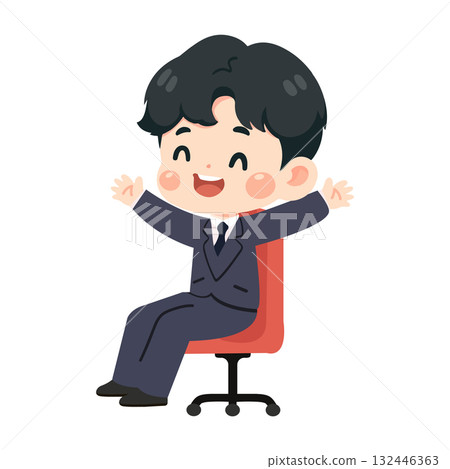 Happy Businessman Cartoon Illustration 132446363
