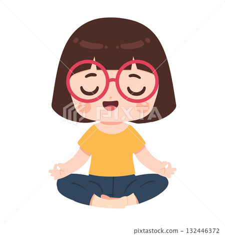 Illustration of Girl Meditating in Lotus Position Illustration of Girl Meditating in Lotus Position 132446372