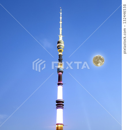 Television (Ostankino) tower at night (with the super moon), Moscow, Russia Television (Ostankino) tower at night (with the super moon), Moscow, Russia 132446538