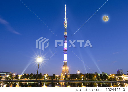 Television (Ostankino) tower at night (with the super moon), Moscow, Russia Television (Ostankino) tower at night (with the super moon), Moscow, Russia 132446540
