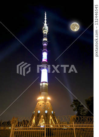 Television (Ostankino) tower at night (with the super moon), Moscow, Russia 132446545