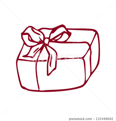 Outline sketch with Christmas gift Outline sketch with Christmas gift 132446692