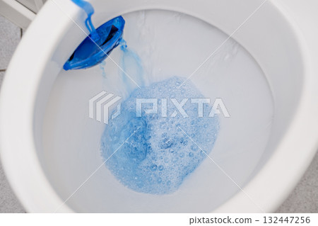 Blue toilet bowl cleaner tablets 132447256