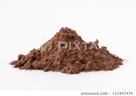 Cocoa powder with sugar on white background Cocoa powder with sugar on white background 132447474