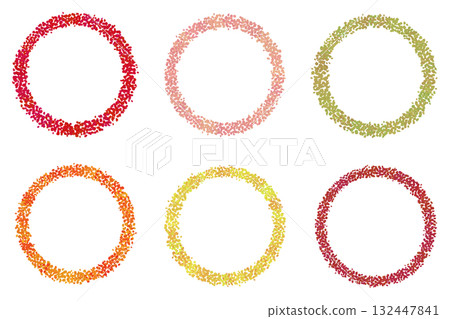 Fruit-colored circular pointillism frame, transparent center, PNG, transparent background, graphic material set 132447841