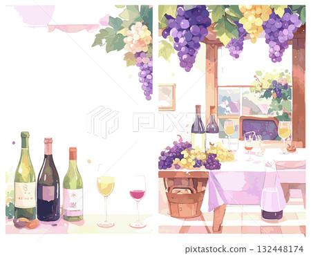 葡萄酒風景插圖 132448174