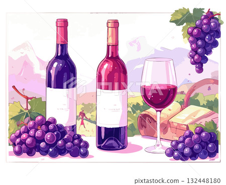 時尚酒插畫 132448180