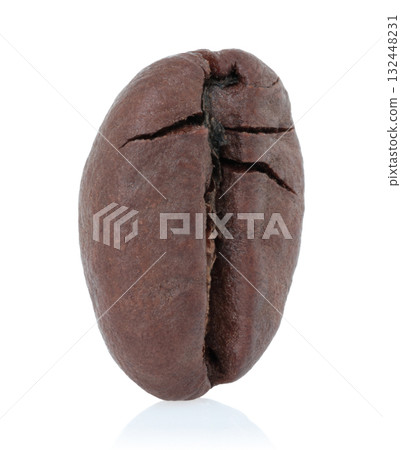 Roasted Coffee Bean in full focus, isolated on transparent background 132448231