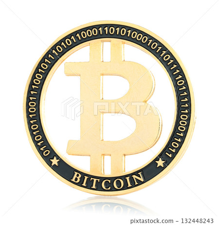 Bitcoin - BTC cryptocurrency coin isolated on a transparent background 132448243